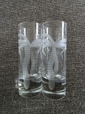 Rolf Glass Clear Etched Palm Tree..tequila Shot Glass.